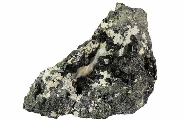 Black Andradite (Melanite) Garnet Cluster - Morocco #107914